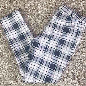 Navy blue and white Capri pants